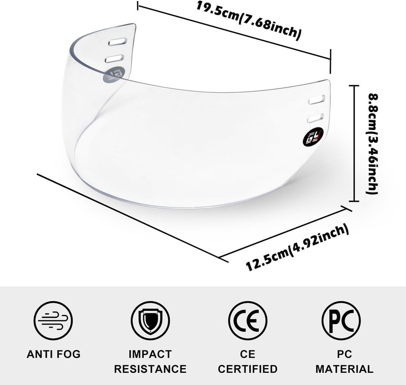GY Hockey Visor Clear Hockey Helmet Visor Youth Hockey Half Visor Adult, Inside Anti-Fog/Outside Anti-Scratch (HV-M88) - Image 3